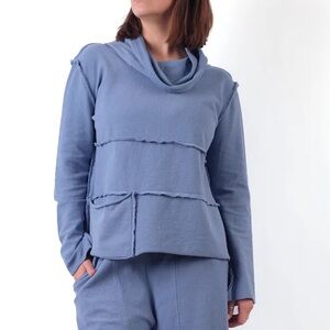 Eleven Stitch Design by Gertie’s Seamed Cowl Blue Sweatshirt Size XS 100% Cotton